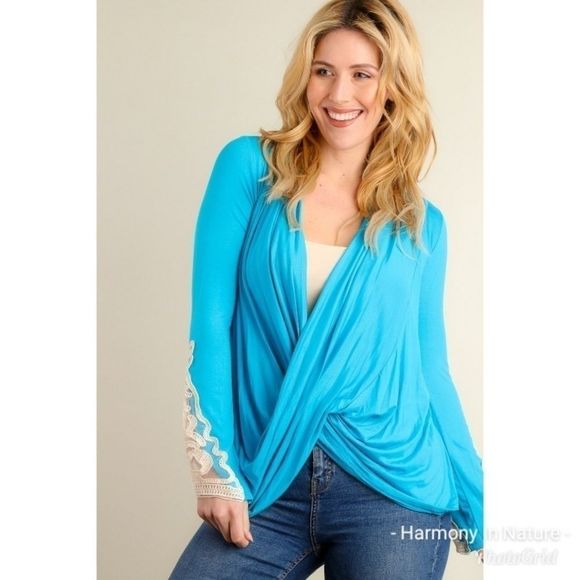 Aqua Draped Blouse  - Picture 6 of 6
